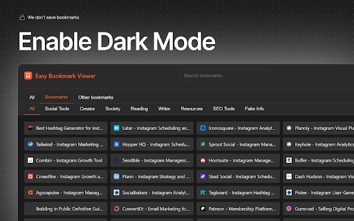 Easy Bookmark Viewer  from Chrome web store to be run with OffiDocs Chromium online