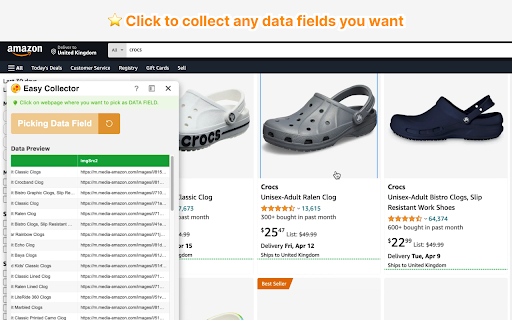 Easy Collector list data scraper on any webpage  from Chrome web store to be run with OffiDocs Chromium online