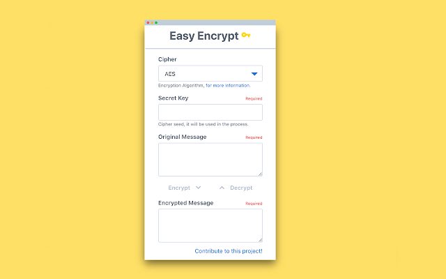 Easy Encrypt từ cửa hàng Chrome trực tuyến sẽ chạy với OffiDocs Chromium trực tuyến