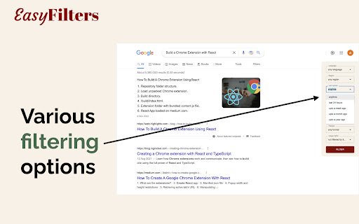 Easy Filters  from Chrome web store to be run with OffiDocs Chromium online