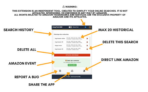 EasyFind Amazon  from Chrome web store to be run with OffiDocs Chromium online