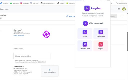EasyGen Final LinkedIn Post Generator  from Chrome web store to be run with OffiDocs Chromium online