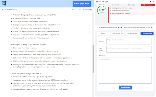 Easy Job Apply  from Chrome web store to be run with OffiDocs Chromium online