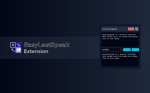 EasyLeetSpeak  from Chrome web store to be run with OffiDocs Chromium online