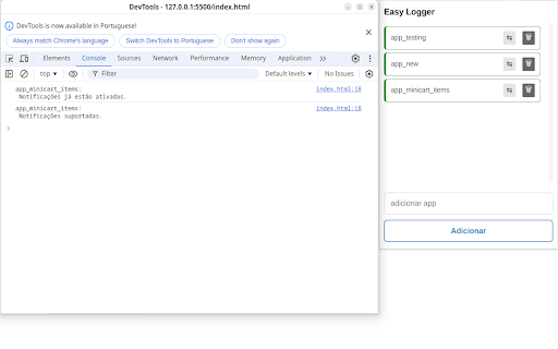 Easy Logger  from Chrome web store to be run with OffiDocs Chromium online