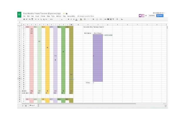 Easy Monthly Yearly Turnover /Expenses App.  from Chrome web store to be run with OffiDocs Chromium online