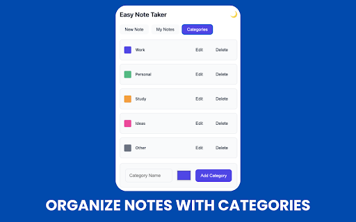Easy Note Taker  from Chrome web store to be run with OffiDocs Chromium online