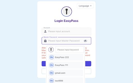 Easy Pass  from Chrome web store to be run with OffiDocs Chromium online