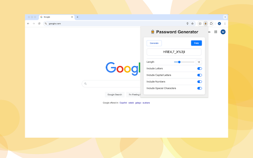 Easy Password Generator  from Chrome web store to be run with OffiDocs Chromium online