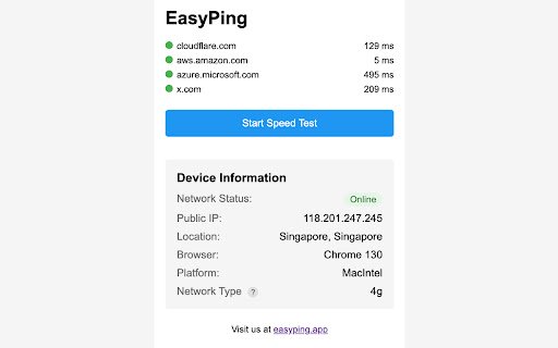 EasyPing Extensions  from Chrome web store to be run with OffiDocs Chromium online
