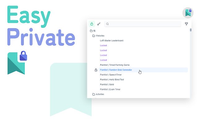 Easy Private Bookmarks  from Chrome web store to be run with OffiDocs Chromium online