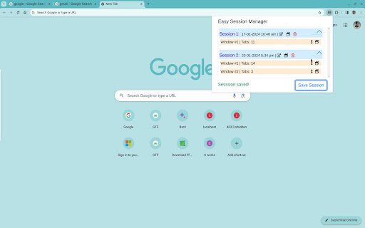 Easy Session Manager  from Chrome web store to be run with OffiDocs Chromium online