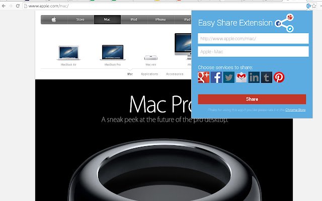 Easy Share  from Chrome web store to be run with OffiDocs Chromium online