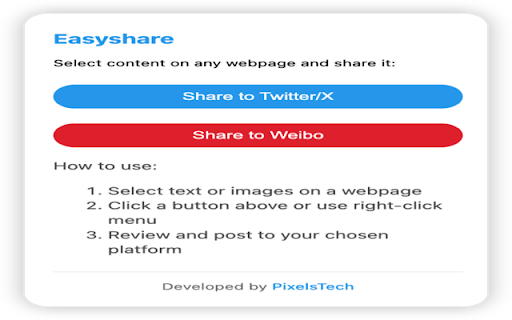 Easyshare  from Chrome web store to be run with OffiDocs Chromium online