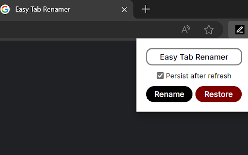 Easy Tab Renamer  from Chrome web store to be run with OffiDocs Chromium online