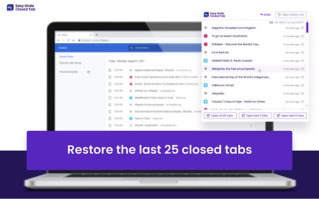 Einfaches Rückgängigmachen geschlossener Tabs aus dem Chrome-Webshop zur Ausführung mit OffiDocs Chromium online