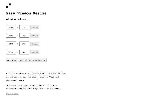 Easy Window Resize  from Chrome web store to be run with OffiDocs Chromium online