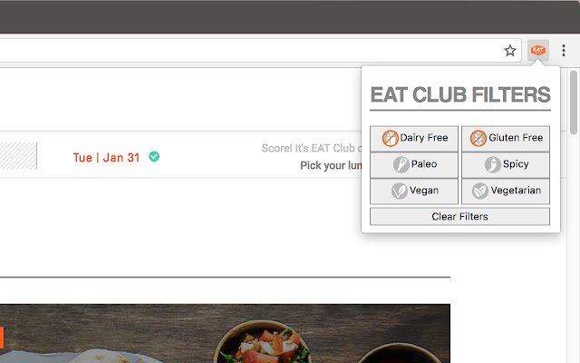 I filtri Eat Club dal negozio web di Chrome possono essere eseguiti con OffiDocs Chromium online