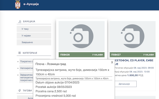 e aukcija sud helper  from Chrome web store to be run with OffiDocs Chromium online