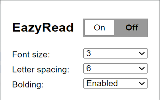 EazyRead  from Chrome web store to be run with OffiDocs Chromium online
