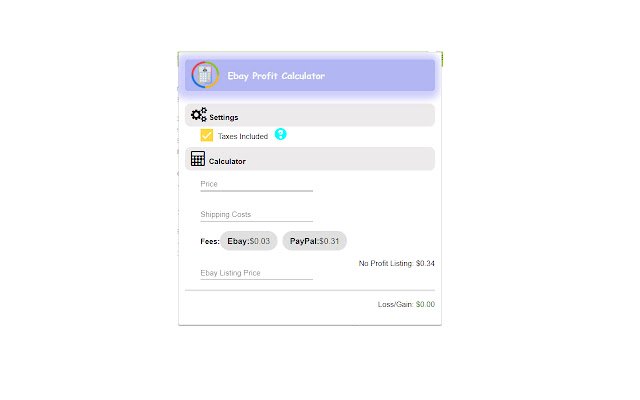 eBay Profit Calculator من متجر Chrome الإلكتروني ليتم تشغيله باستخدام OffiDocs Chromium عبر الإنترنت