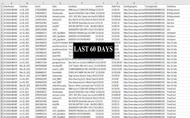 Ebay Purchase History Downloader  from Chrome web store to be run with OffiDocs Chromium online