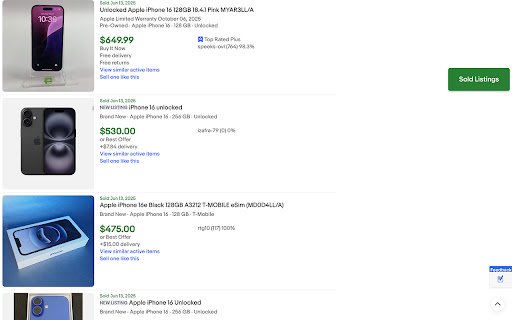 eBay Sold Listings Button  from Chrome web store to be run with OffiDocs Chromium online