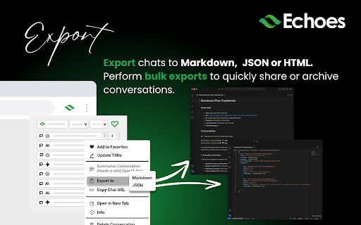 Echoes ChatGPT, Claude  Gemini Tool for Search, Label, Export  Summarize  from Chrome web store to be run with OffiDocs Chromium online