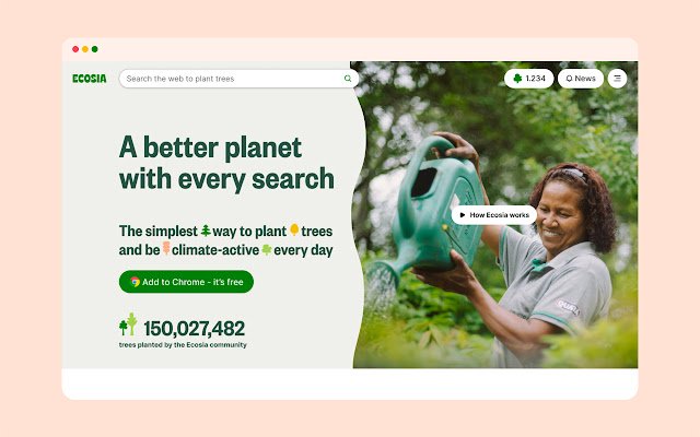 Ecosia Enjin carian yang menanam pokok dari kedai web Chrome untuk dijalankan dengan OffiDocs Chromium dalam talian