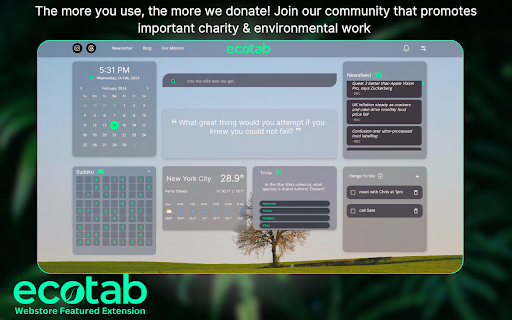 EcoTab: Support the Environment with New Tabs  from Chrome web store to be run with OffiDocs Chromium online