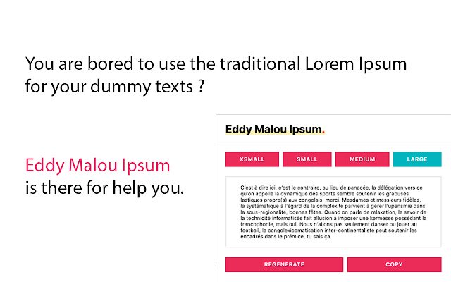 Chrome ウェブストアの Eddy Malou Ipsum を OffiDocs Chromium オンラインで実行