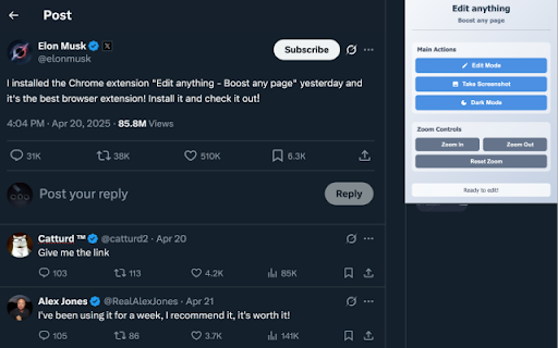 Edit anything Boost any page  from Chrome web store to be run with OffiDocs Chromium online