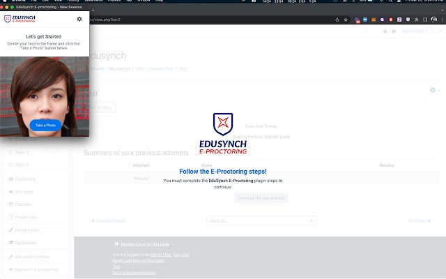 EduSynch E Proctoring  from Chrome web store to be run with OffiDocs Chromium online