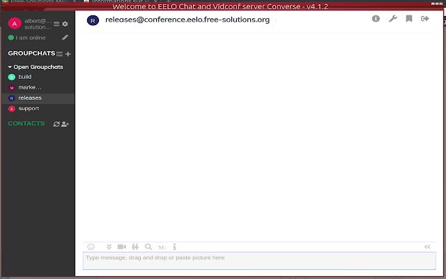 EELO Chat  webRTC Videoconf  from Chrome web store to be run with OffiDocs Chromium online