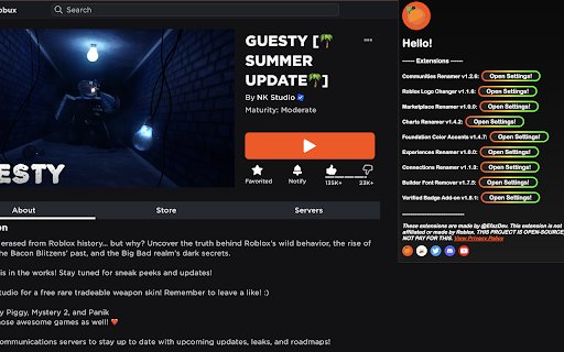 Efazs Roblox Extension  from Chrome web store to be run with OffiDocs Chromium online