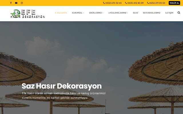 Efe Hasır Dekorasyon da Chrome Web Store será executado com OffiDocs Chromium online