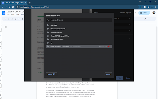 e FOLLOW Print  from Chrome web store to be run with OffiDocs Chromium online