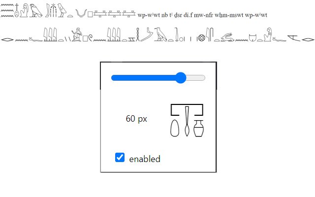 Ridimensionatore di geroglifici egiziani dal negozio web di Chrome da eseguire con OffiDocs Chromium online