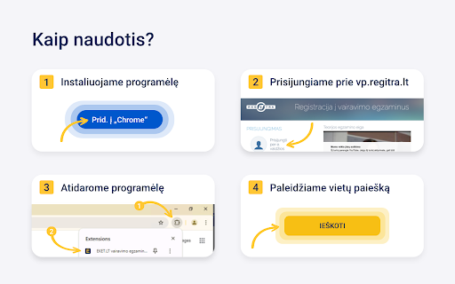 EKET.LT vairavimo egzaminų pagreitinimas  from Chrome web store to be run with OffiDocs Chromium online