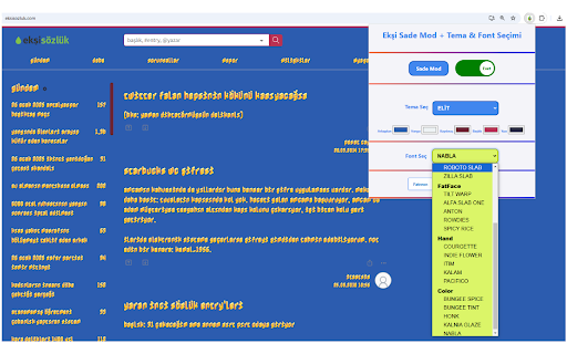 Ekşi Sade Mod + Tema  Font Seçimi  from Chrome web store to be run with OffiDocs Chromium online