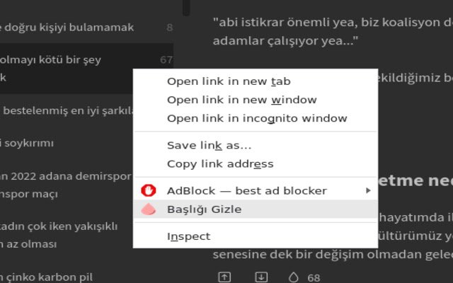 Eksi Baslik Gizle  from Chrome web store to be run with OffiDocs Chromium online