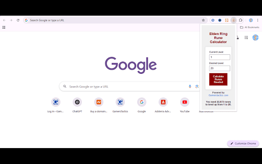 Elden Ring Rune Calculator  from Chrome web store to be run with OffiDocs Chromium online