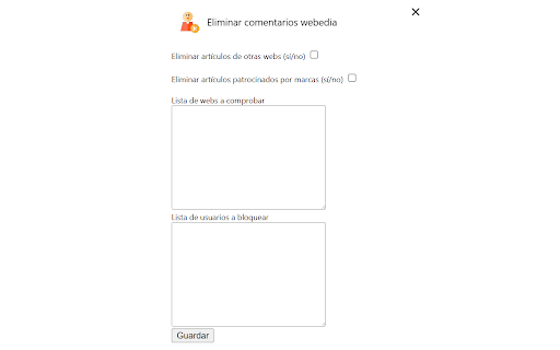 Eliminar comentarios webedia  from Chrome web store to be run with OffiDocs Chromium online