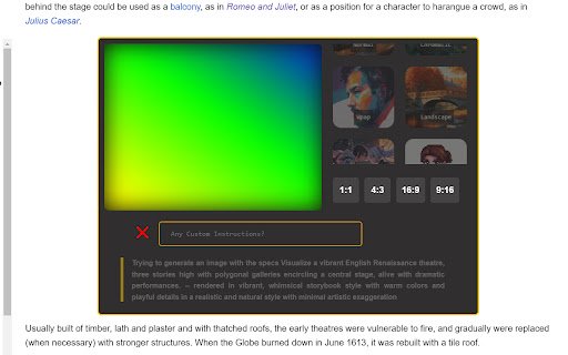 Elixpo Art: Select Text and Transform to Picture  from Chrome web store to be run with OffiDocs Chromium online