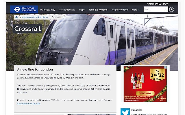 Linia Elizabeth do Crossrail ze sklepu internetowego Chrome do uruchomienia z OffiDocs Chromium online