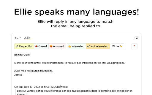 Ellie: Your Professional AI Email Assistant  from Chrome web store to be run with OffiDocs Chromium online