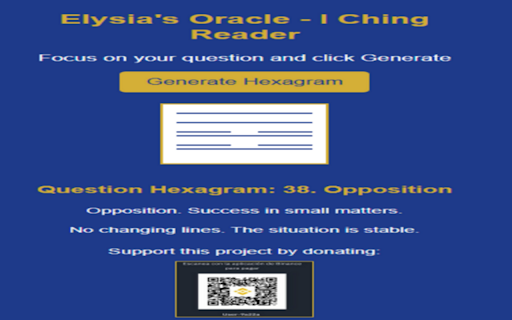 Elysias Oracle I Ching Reader  from Chrome web store to be run with OffiDocs Chromium online