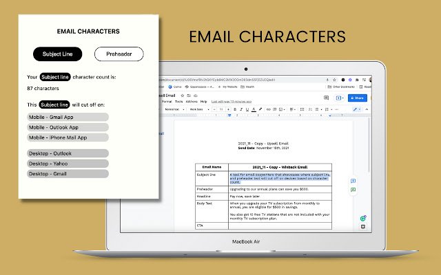 Email Characters  from Chrome web store to be run with OffiDocs Chromium online