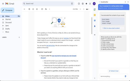 EmailDrafter  from Chrome web store to be run with OffiDocs Chromium online