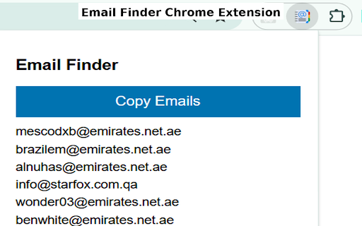 Email Finder từ cửa hàng Chrome trực tuyến sẽ chạy với OffiDocs Chromium trực tuyến